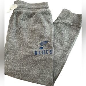 St Louis Blues Men’s Heavy Weight Champion Gray Sweat Pants Size Large Blue Note